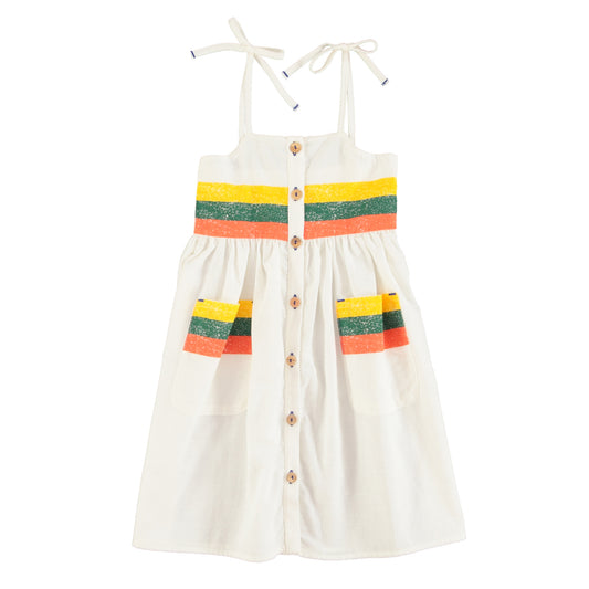 PIUPIUCHICK ECRU STRIPED MIDI JUMPER