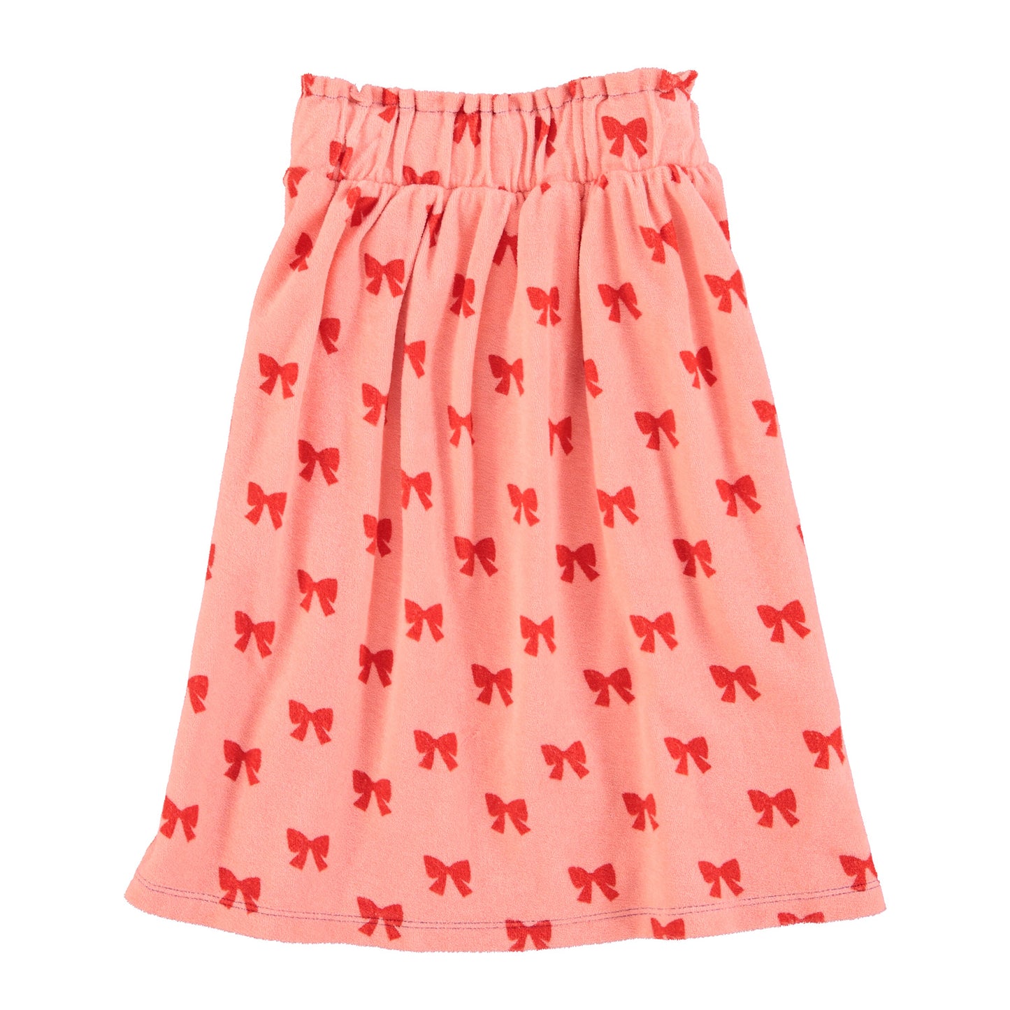 PIUPIUCHICK PINK/RED TERRY BOW PRINT MIDI SKIRT