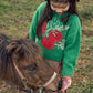 MAISON MANGOSTAN PINE GREEN TOMATO PRINT KNIT SWEATER