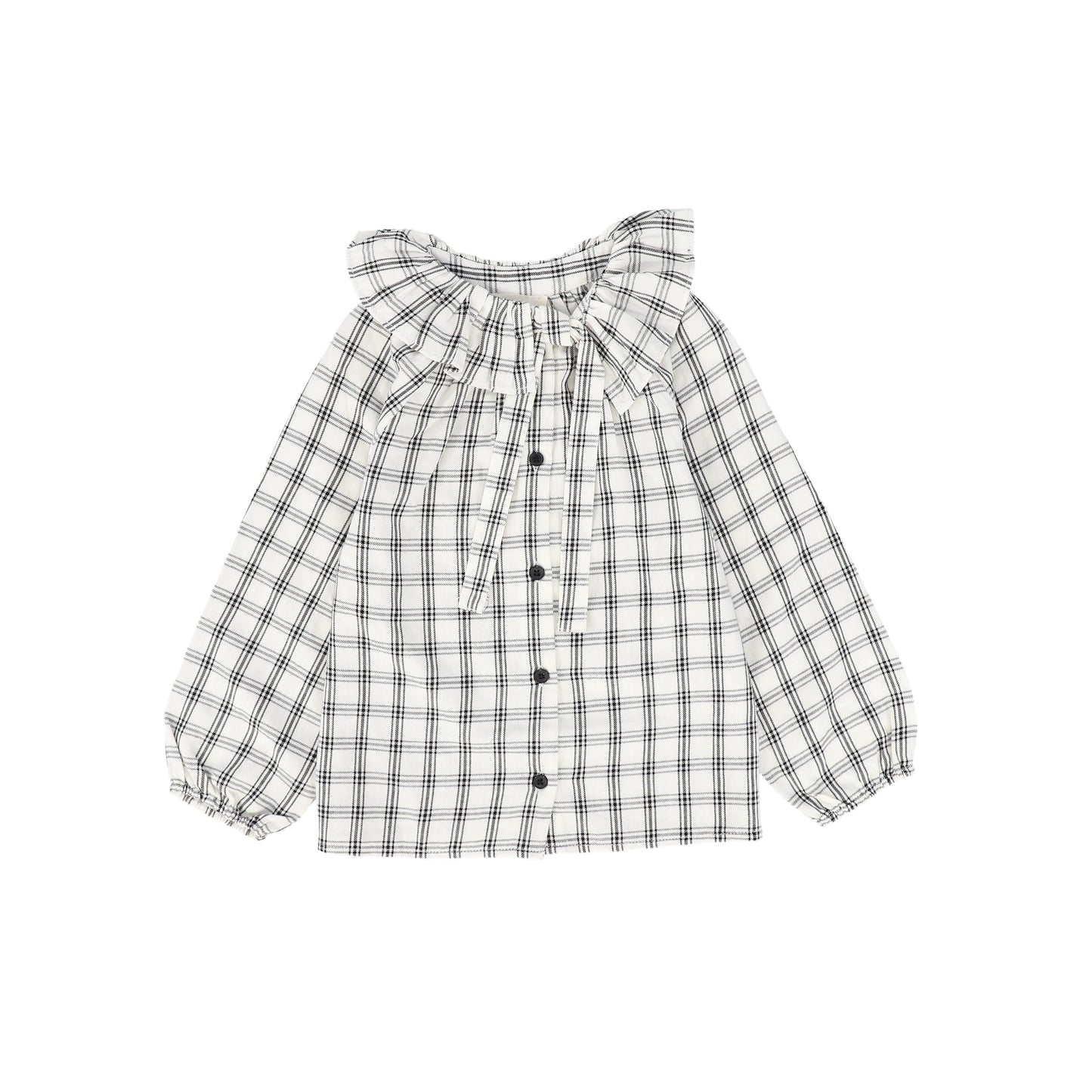 LOUIS LOUISE BLACK/WHITE CHECKED RUFFLE COLLAR SHIRT