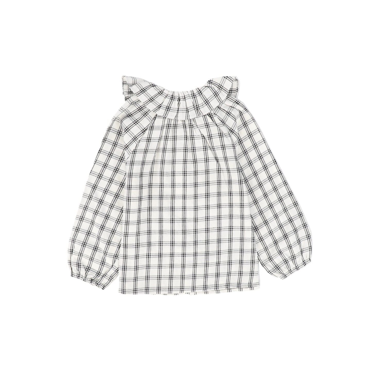 LOUIS LOUISE BLACK/WHITE CHECKED RUFFLE COLLAR SHIRT