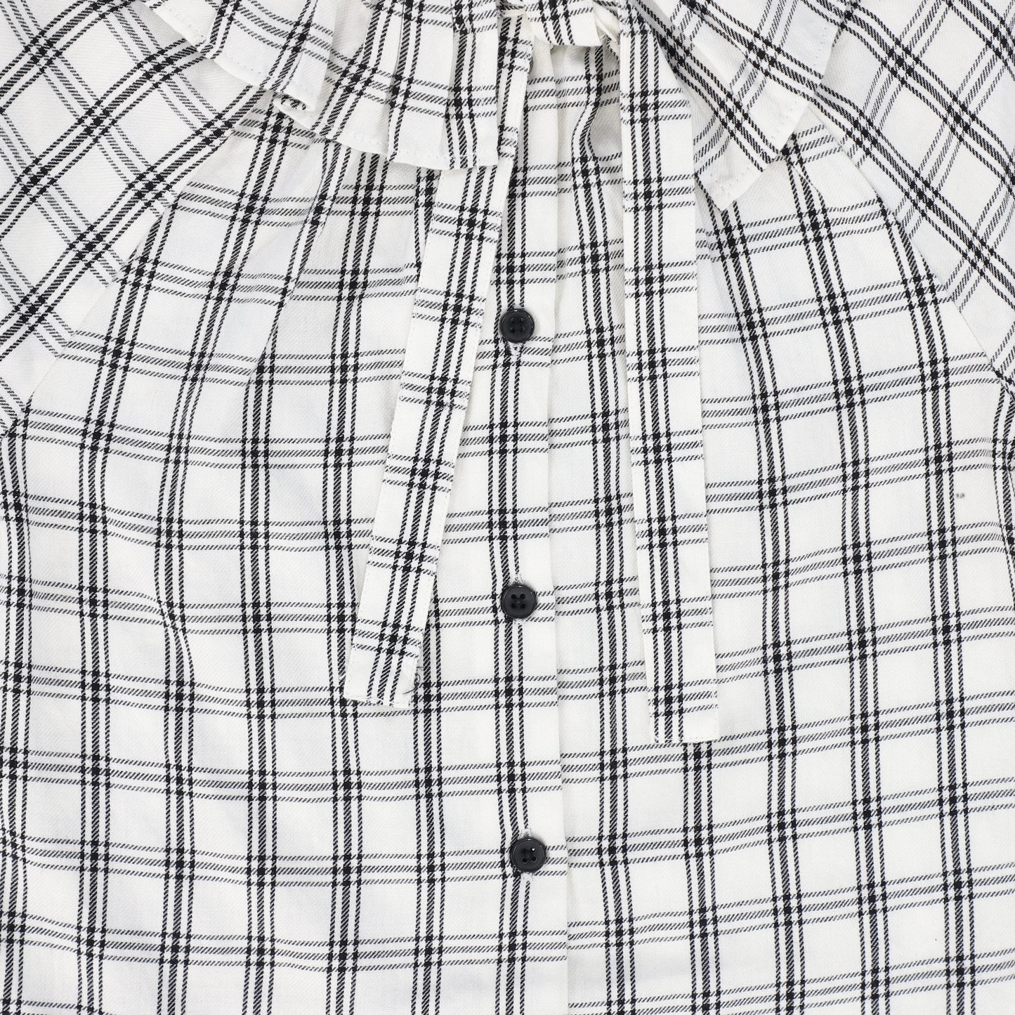 LOUIS LOUISE BLACK/WHITE CHECKED RUFFLE COLLAR SHIRT