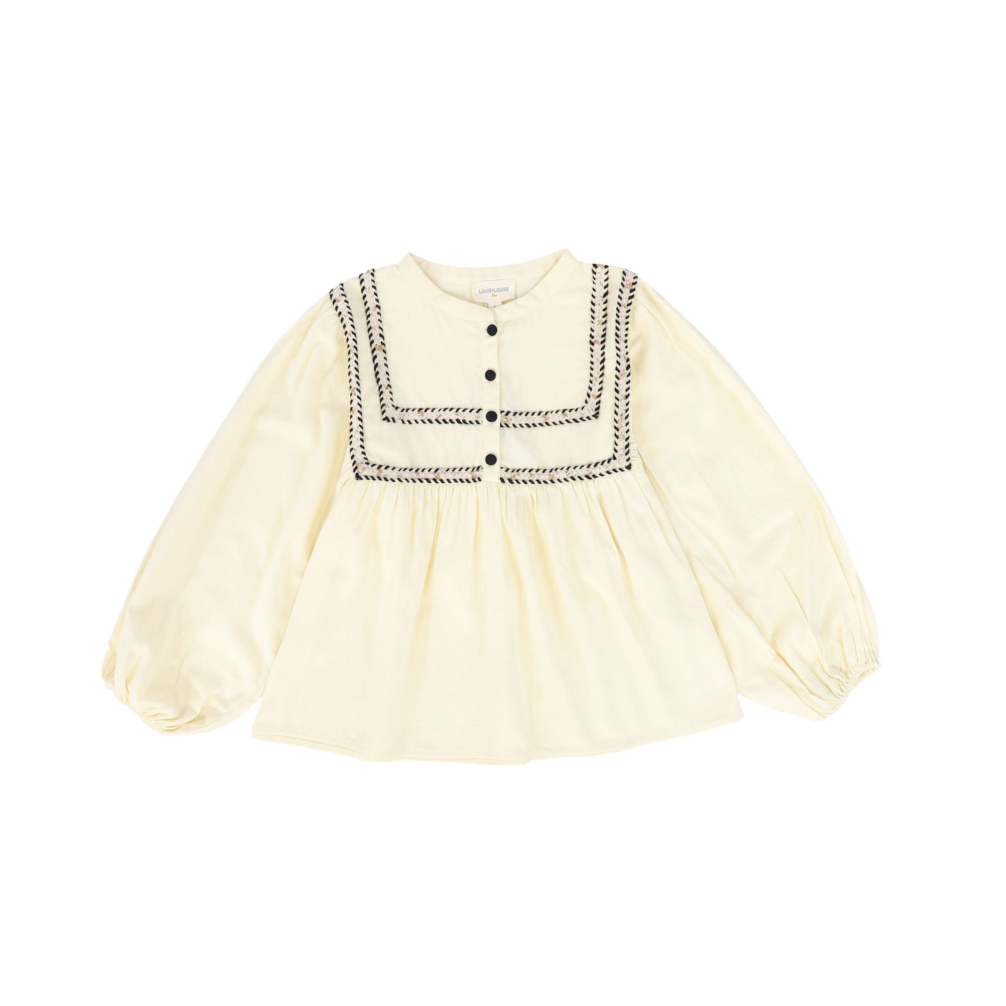 LOUIS LOUISE CREAM /BLACK TRIM BLOUSE