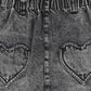 LOUIS LOUISE BLACK DENIM WASH HEART POCKET SKIRT