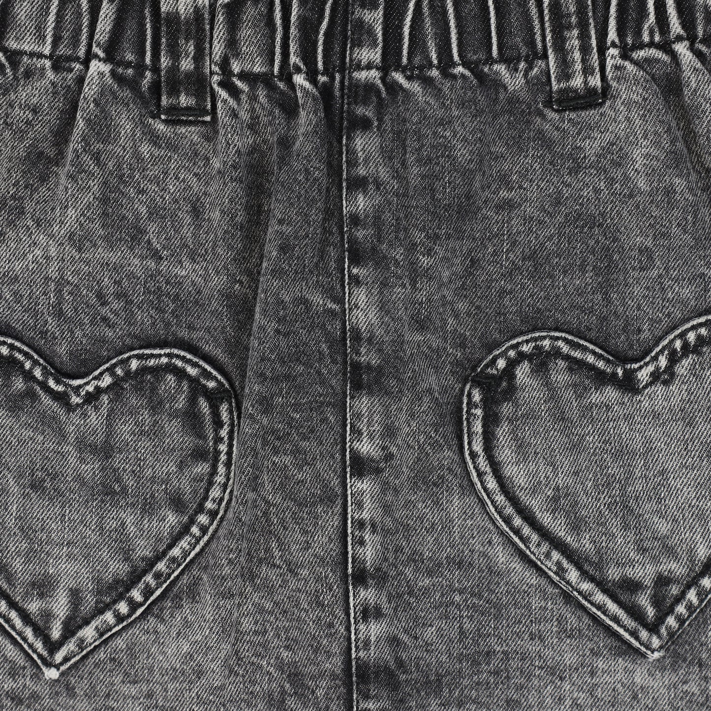 LOUIS LOUISE BLACK DENIM WASH HEART POCKET SKIRT