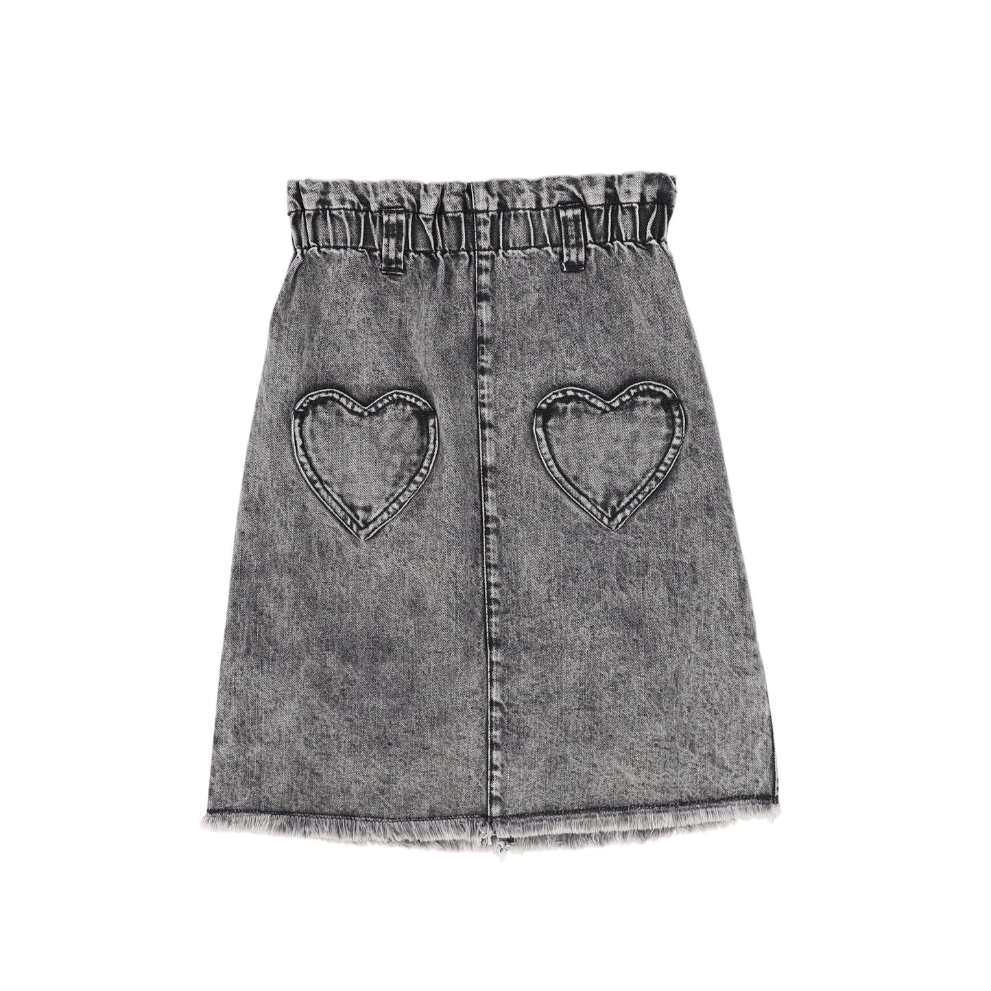 LOUIS LOUISE BLACK DENIM WASH HEART POCKET SKIRT