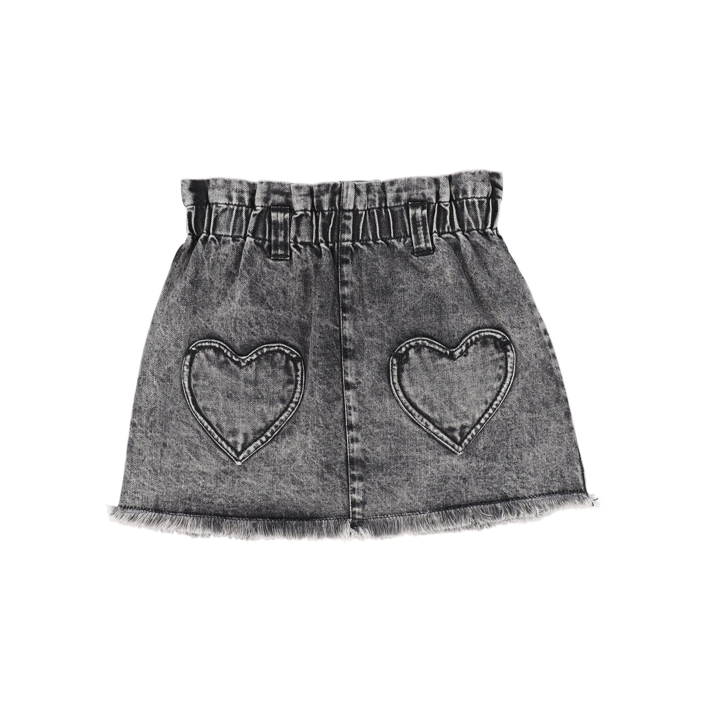 LOUIS LOUISE BLACK DENIM WASH HEART POCKET SKIRT