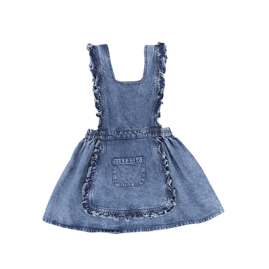 LOUIS LOUISE BLUE DENIM RUFFLE TRIM JUMPER