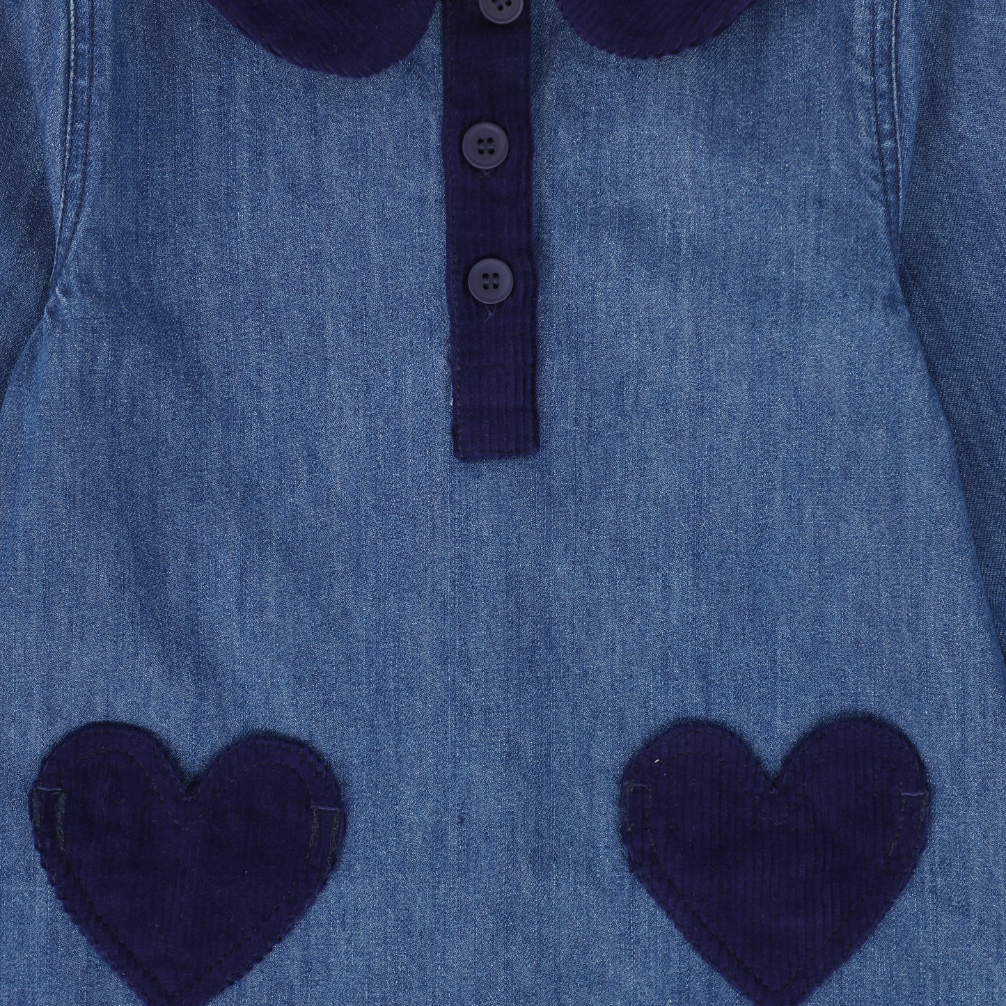 LOUIS LOUISE BLUE DENIM/CORDUROY HEART POCKET DRESS