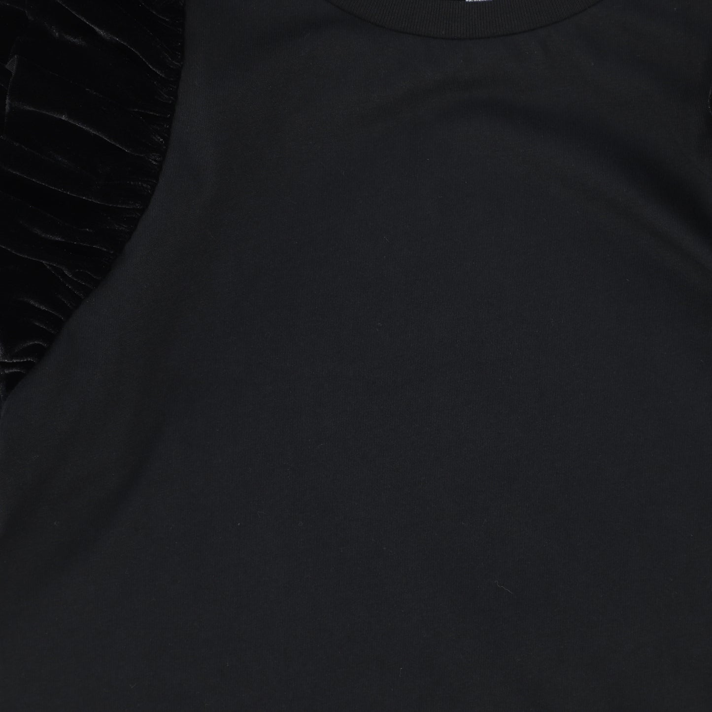 NICOLE MILLER BLACK RUFFLE SHOULDER TEE [FINAL SALE]