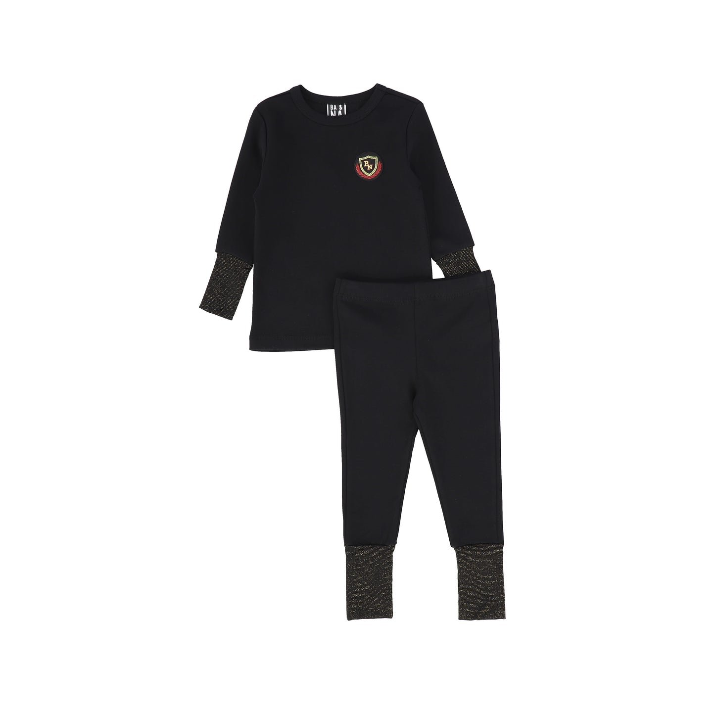 BA NA BLACK LOGO GLITTER TRIM PAJAMAS