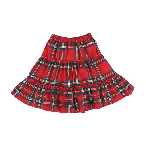 NICOLE MILLER RED PLAID TIERED SKIRT