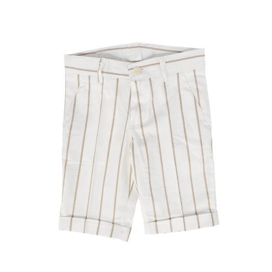 MANUELL & FRANK WHITE TAUPE STRIPED SHORTS [FINAL SALE]