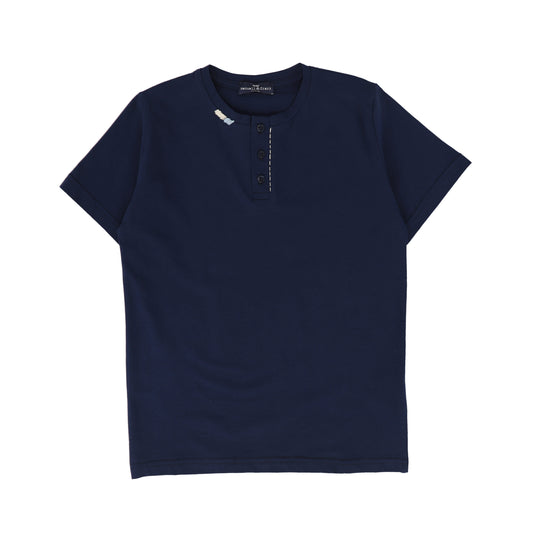 MANUELL & FRANK NAVY BUTTON TEE [FINAL SALE]