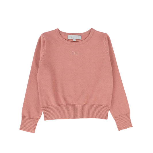 BACE COLLECTION MAUVE LOGO EMBROIDERED CREWNECK SWEATER