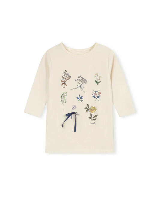 PHIL AND PHOEBE CREAM FLORAL SEQUIN PRINT T-SHIRT
