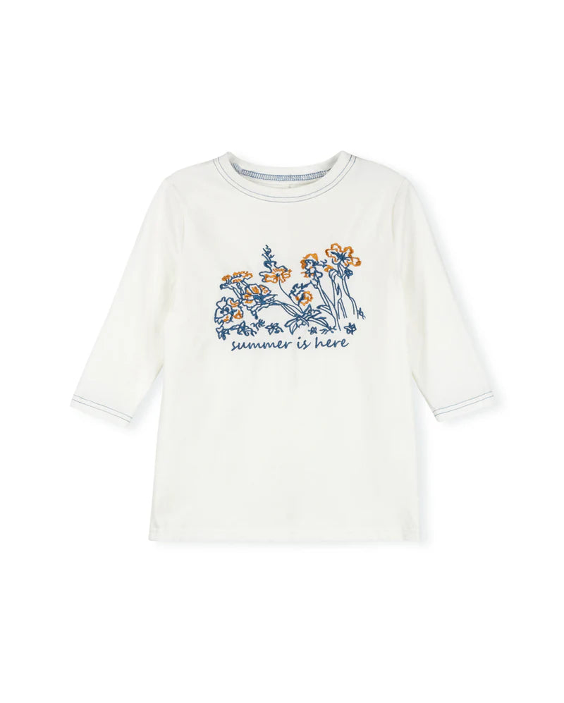 PHIL AND PHOEBE WHITE EMBROIDERED DETAIL T-SHIRT