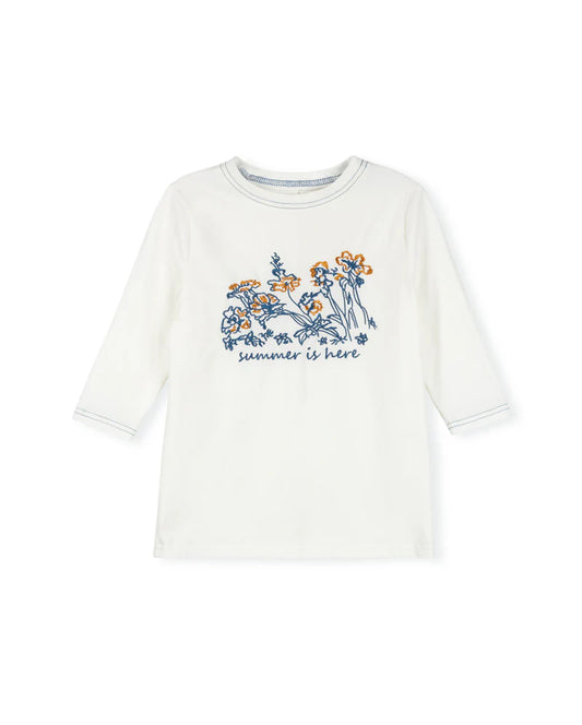 PHIL AND PHOEBE WHITE EMBROIDERED DETAIL T-SHIRT