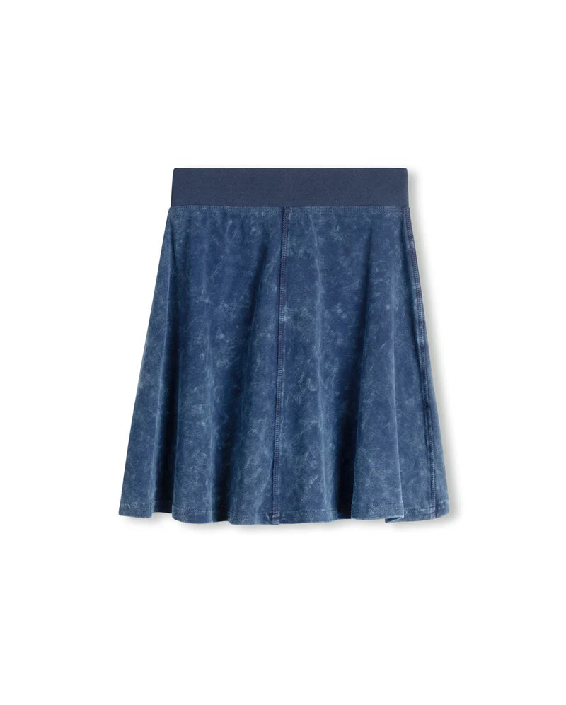 CABANA MID BLUE MINERAL WASH A-LINE SKIRT