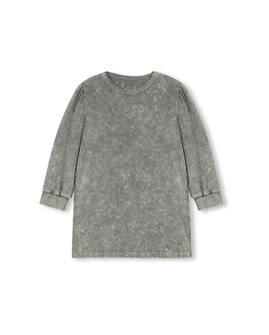 CABANA LIGHT GREY MINERAL WASH PUFF SLEEVE T-SHIRT