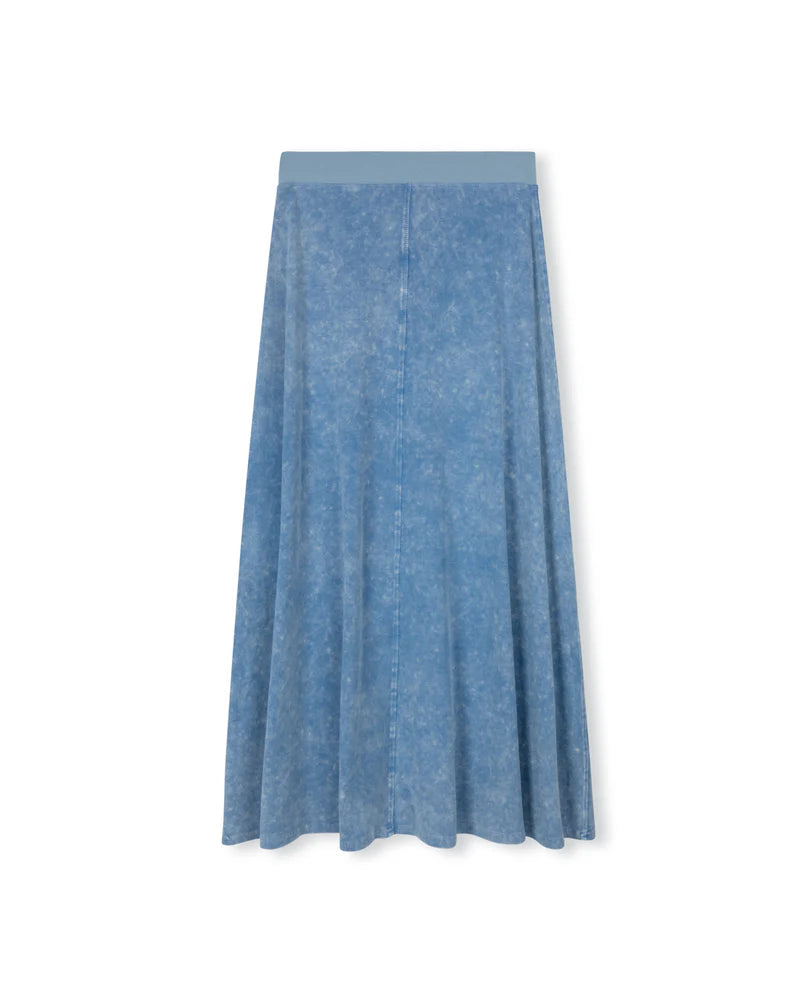 VIBE LIGHT BLUE MINERAL WASH A-LINE MAXI SKIRT [FINAL SALE]