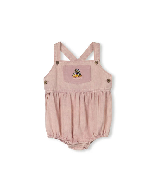 PHIL AND PHOEBE PINK TEDDY BEAR PATCH ROMPER