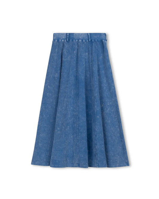 VIBE LIGHT BLUE MINERAL WASH FLYFRONT SKIRT