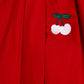 ONE CHILD RED EMBROIDERED CHERRY PLEAT SKIRT