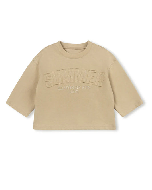 CABANA TAN SELF FABRIC DETAIL T-SHIRT