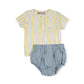 PHIL AND PHOEBE YELLOW/BLUE STRIPE BLOOMER SET