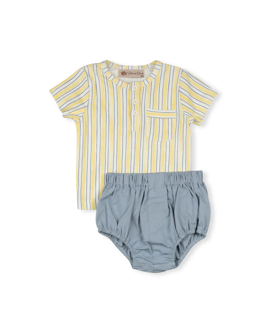 PHIL AND PHOEBE YELLOW/BLUE STRIPE BLOOMER SET