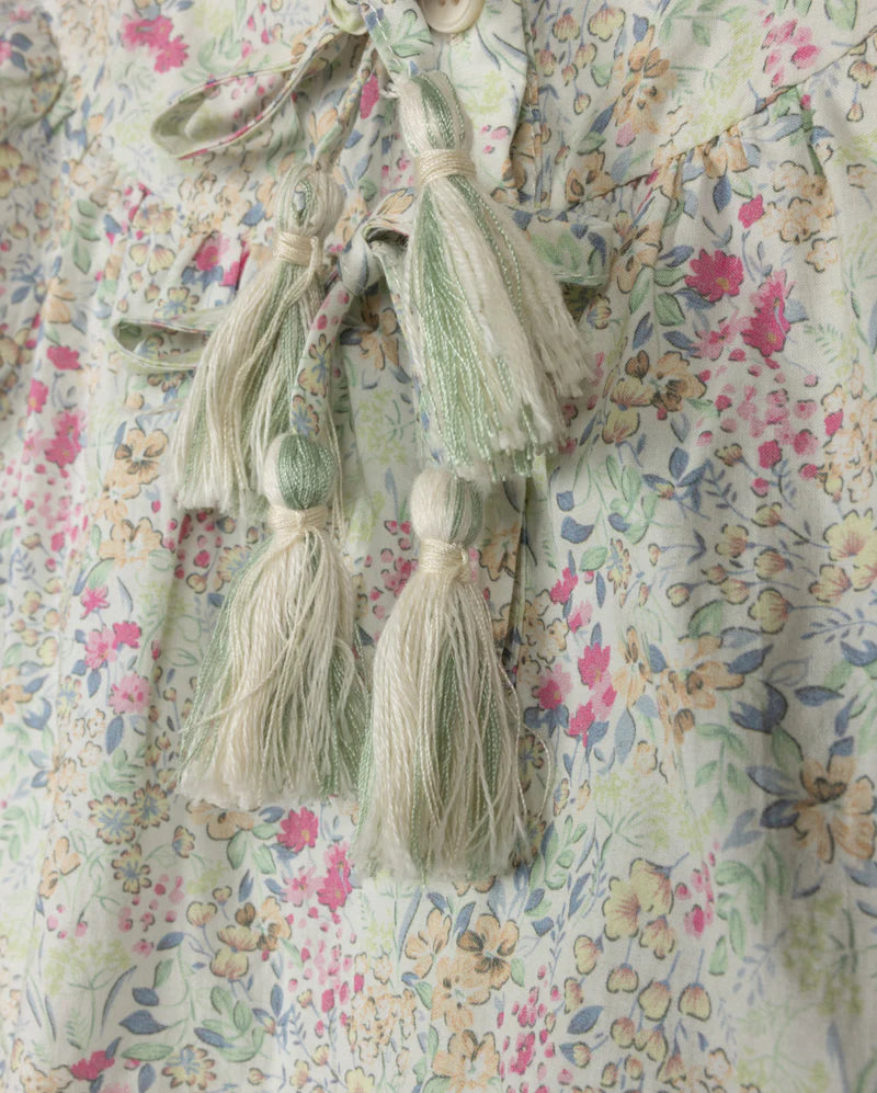 ONE CHILD MINT/PINK FLORAL RUFFLE NECK BLOOMER SET