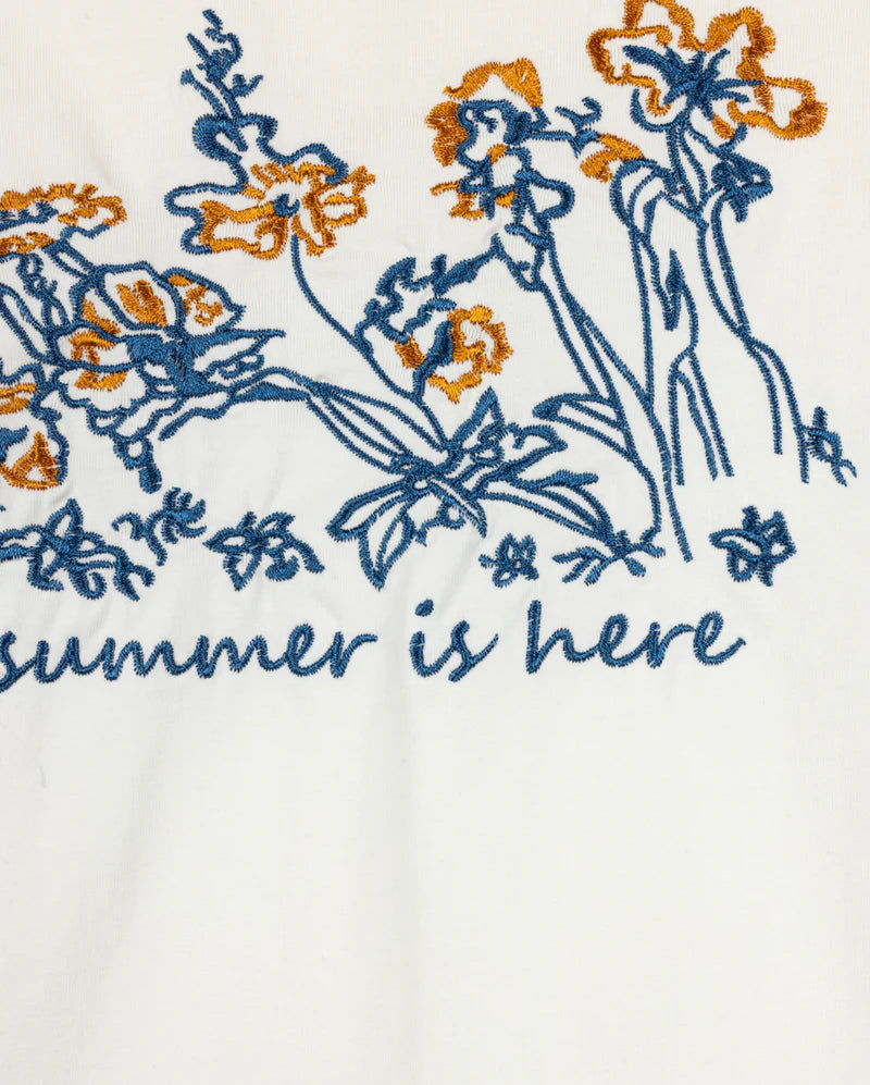 PHIL AND PHOEBE WHITE EMBROIDERED DETAIL T-SHIRT