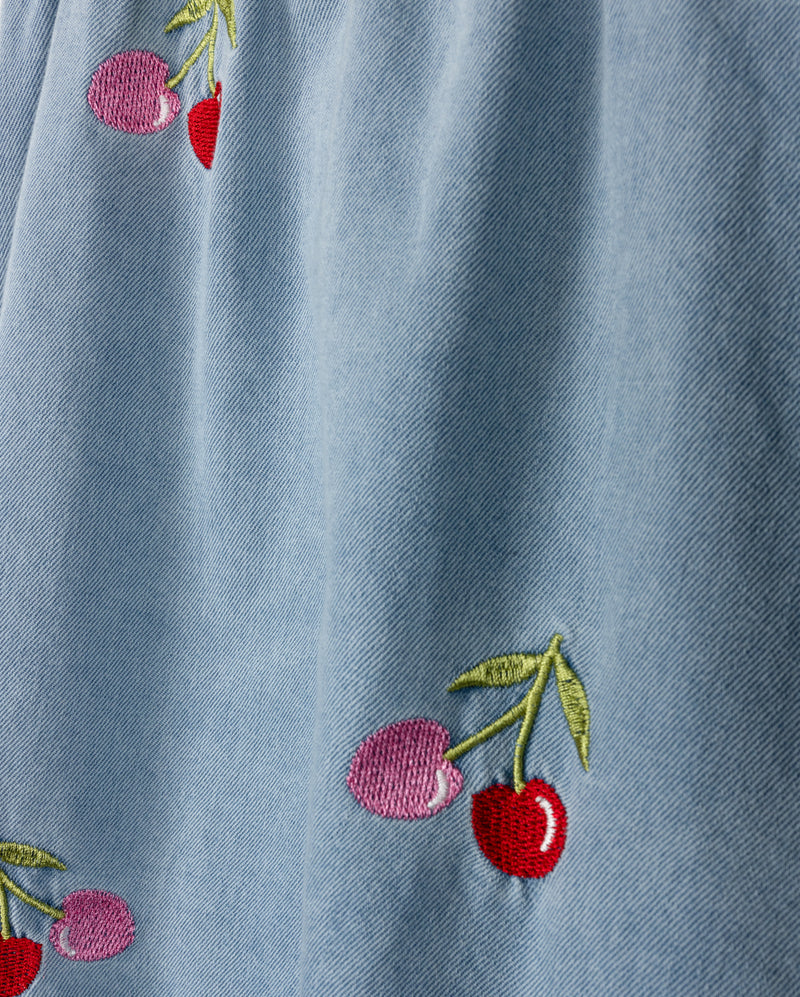PHIL AND PHOEBE DENIM COLORED CHERRY PRINT JUMPER [FINAL SALE]