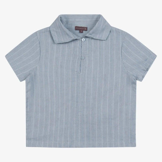 ORANGE DIMANCHE BLUE TEXTURED COLLAR SHIRT