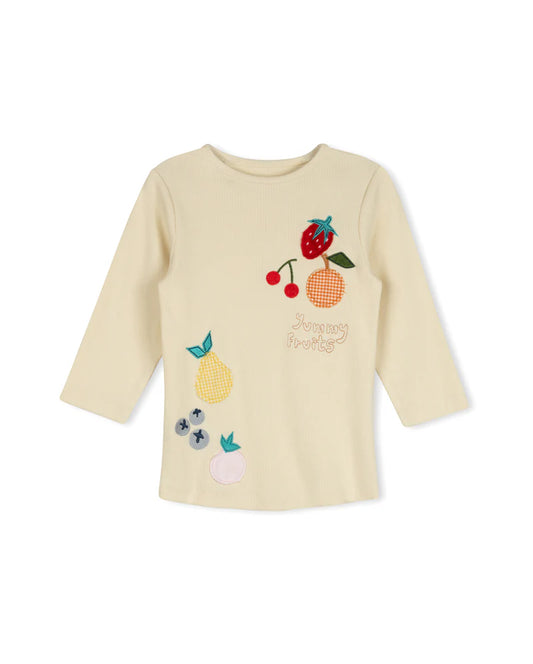PHIL AND PHOEBE CREAM FRUIT PRINTED T-SHIRT