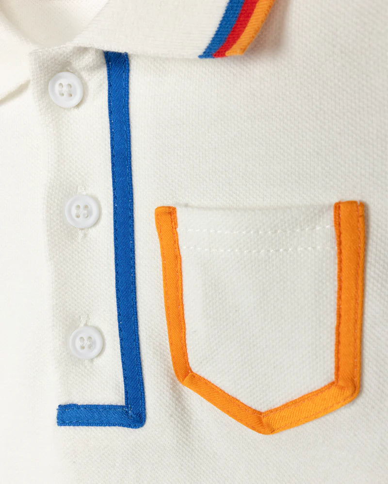 DUKE AND PORT WHITE PIQUE TRIM POLO [FINAL SALE]