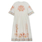 MINIMAL WHITE/ORANGE EMBROIDERED DRESS