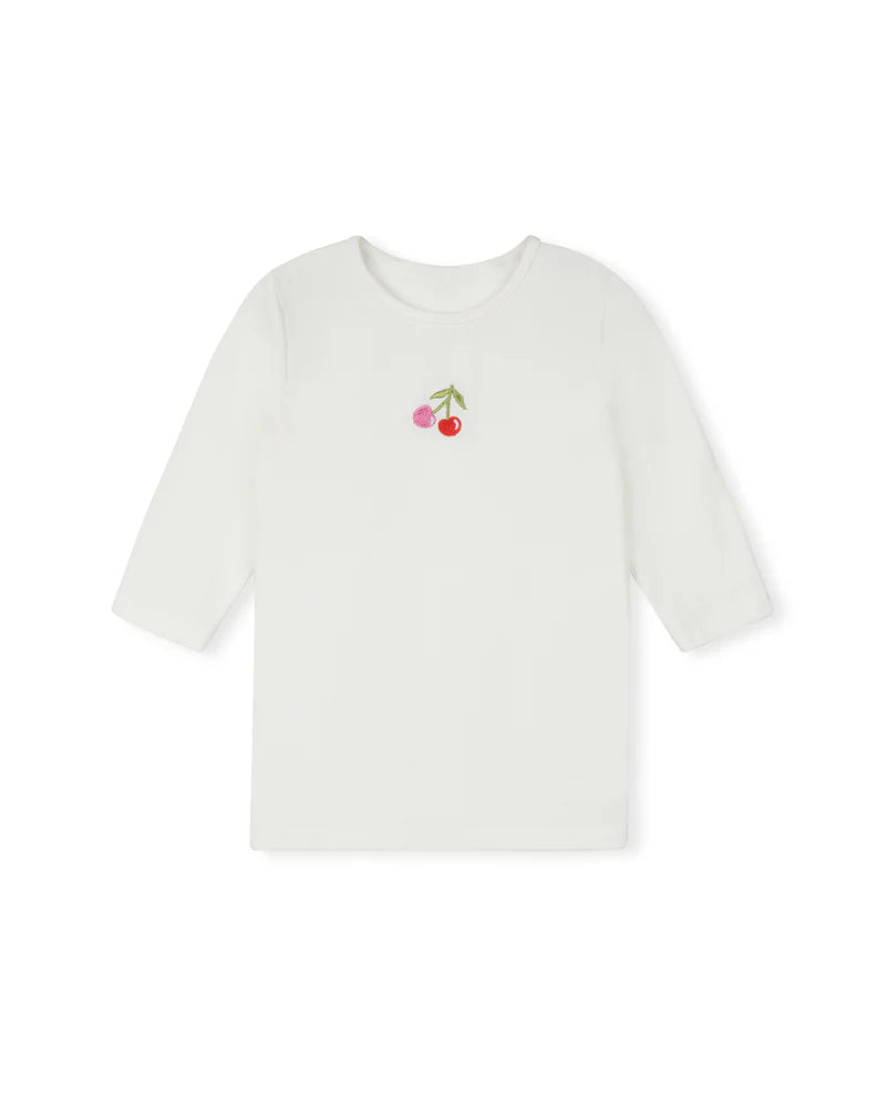 PHIL AND PHOEBE WHITE CHERRY PATCH T-SHIRT