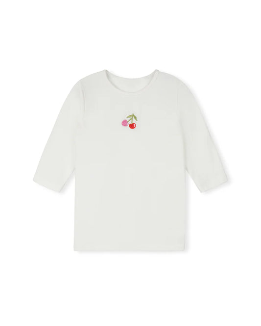 PHIL AND PHOEBE WHITE CHERRY PATCH T-SHIRT