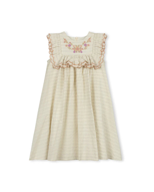 ONE CHILD OATMEAL FLOWY DETAILED JUMPER