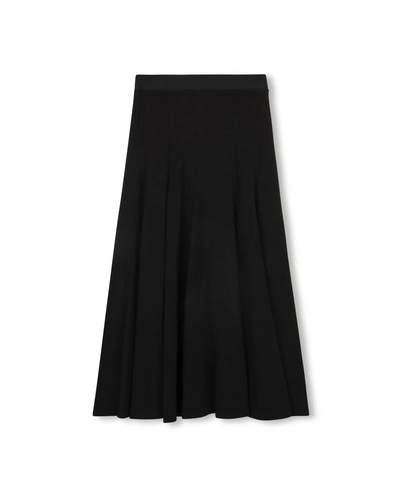 VIBE BLACK PANEL MIDI SKIRT