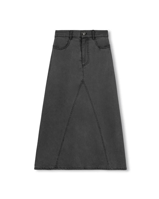 VIBE GREY DENIM POCKET V SEAM SKIRT