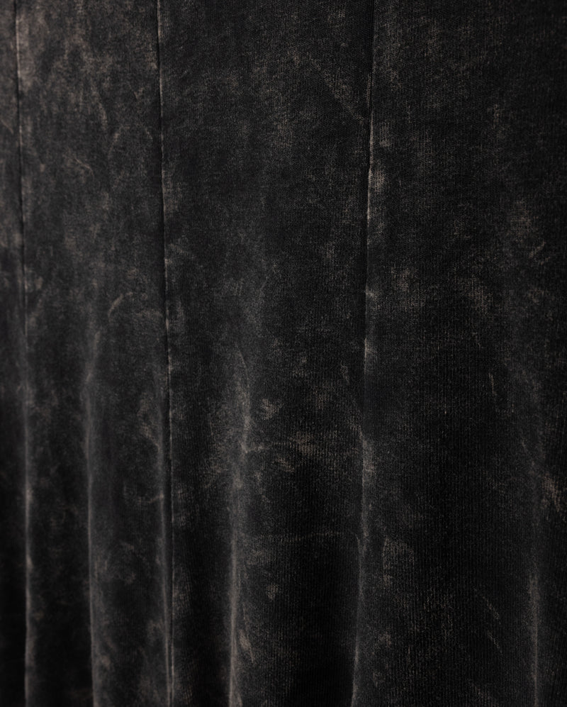 VIBE BLACK MINERAL WASH PANEL MIDI SKIRT