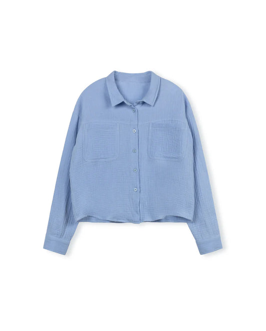 VIBE BLUE GAUZE BLOUSE