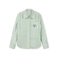 VIBE GREEN PINSTRIPED EMBROIDERED BLOUSE