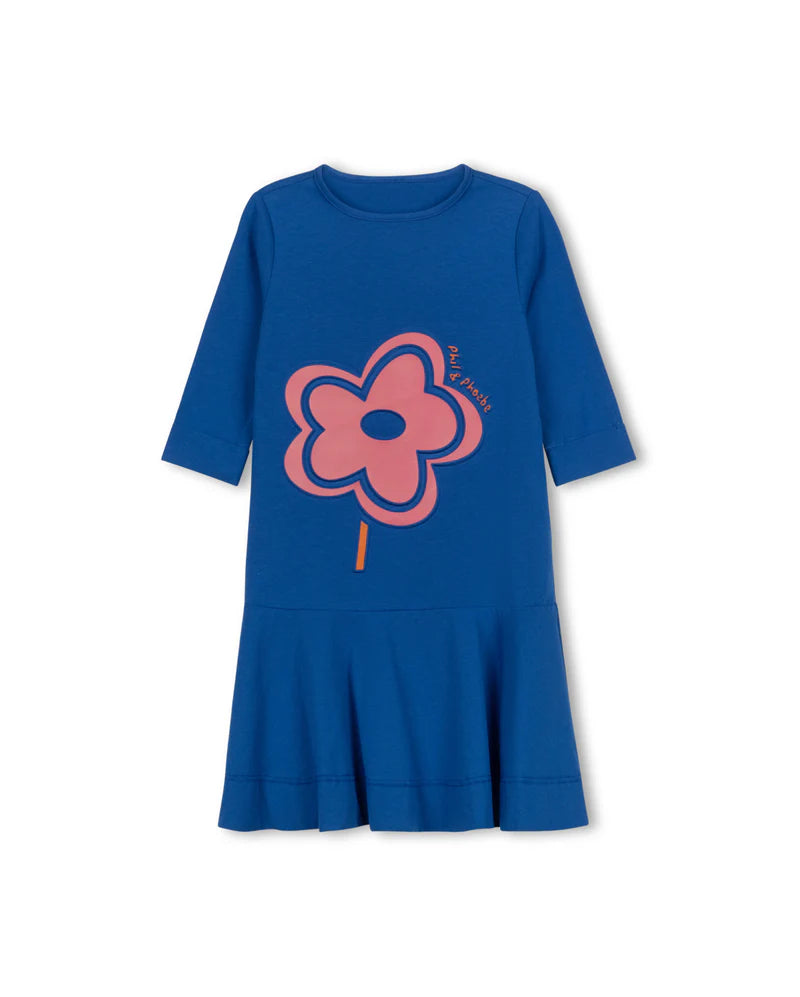 PHIL AND PHOEBE BLUE FLOWER STEM DRESS