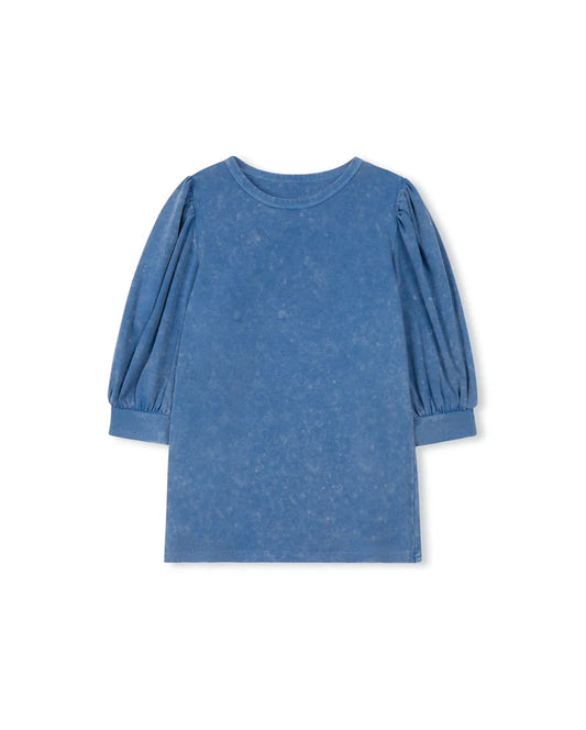 CABANA LIGHT BLUE MINERAL WASH PUFF SLEEVE T-SHIRT
