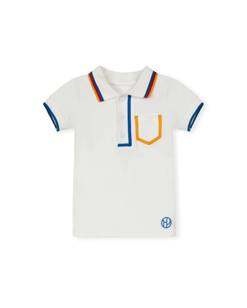 DUKE AND PORT WHITE PIQUE TRIM POLO [FINAL SALE]