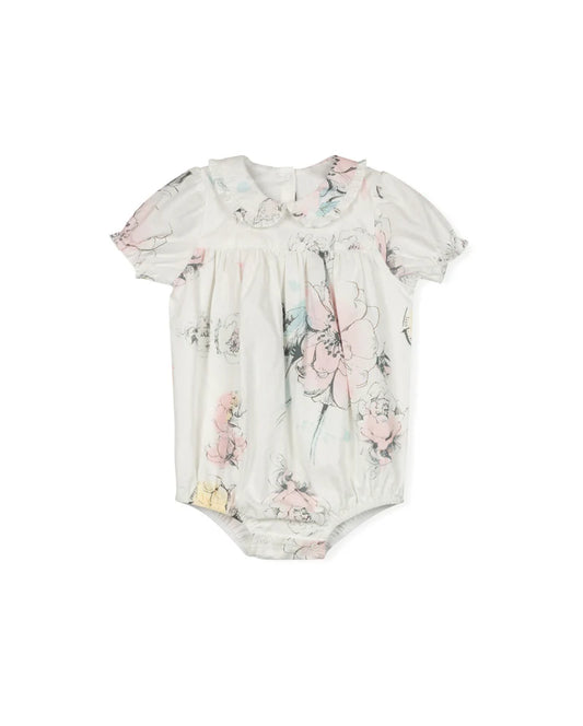 ONE CHILD IVORY PASTEL FLORAL ROMPER